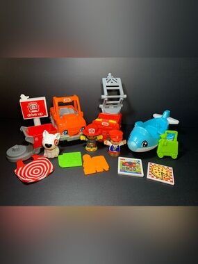 Mixed Fisher Price Little People Vehicle Target Lot - Airplane, Firetruck, Cart